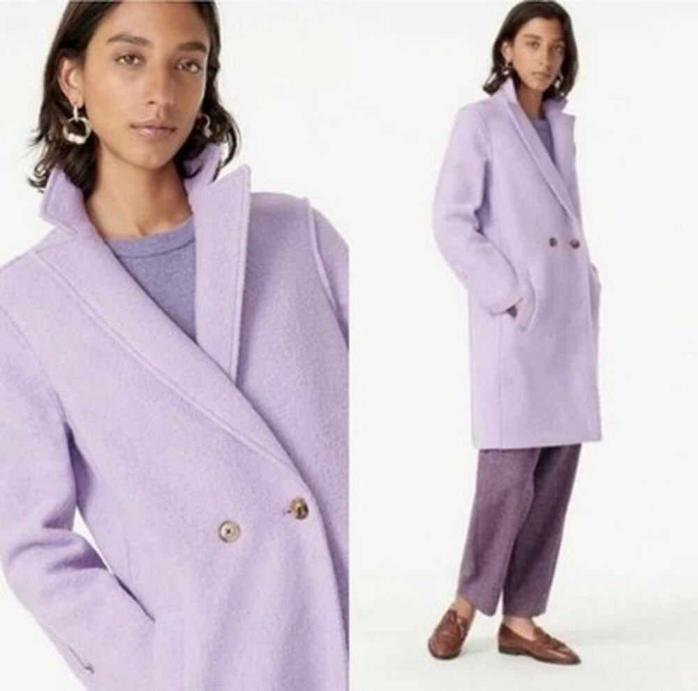 J.Crew Daphne Topcoat Pea Coat Italian Boiled Wool Lilac Minimalist Classic